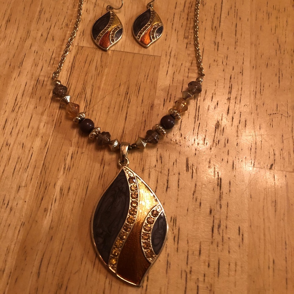 Necklace and earrings costume jewelry